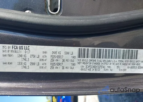 2017 Dodge Journey Se z USA, uszkodzony, nr VIN 3C4PDCAB2HT675741